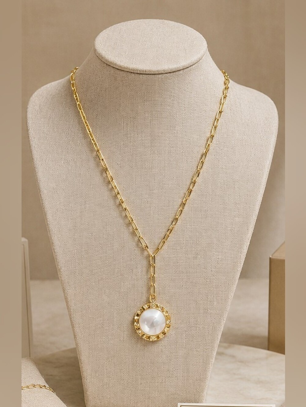 Rivka Friedman Elegant Gold Necklace with Pearl Pendant